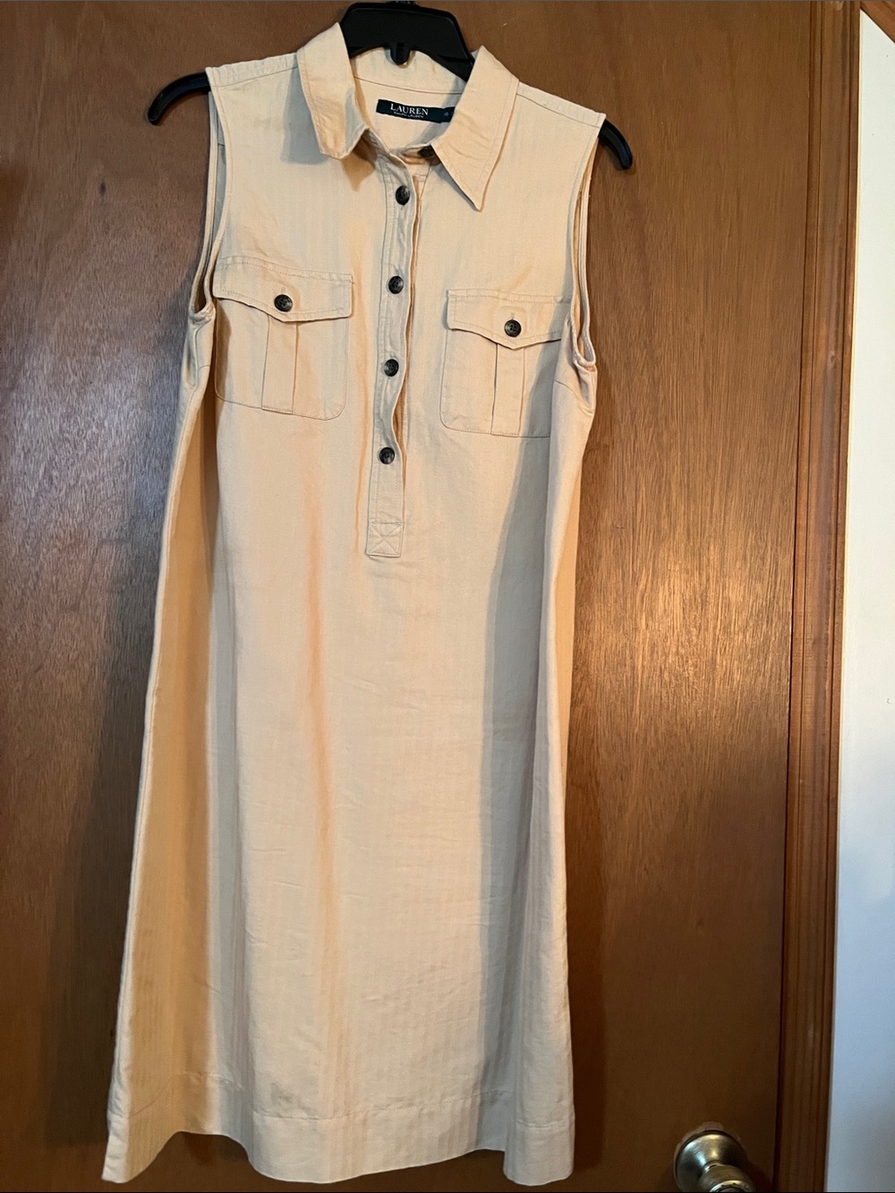 Ralph Lauren Tan sleeveless dress with collar